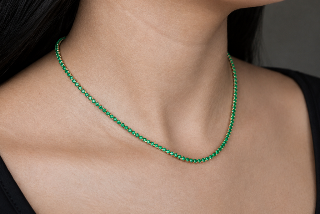 Emerald Classic Tennis Necklace