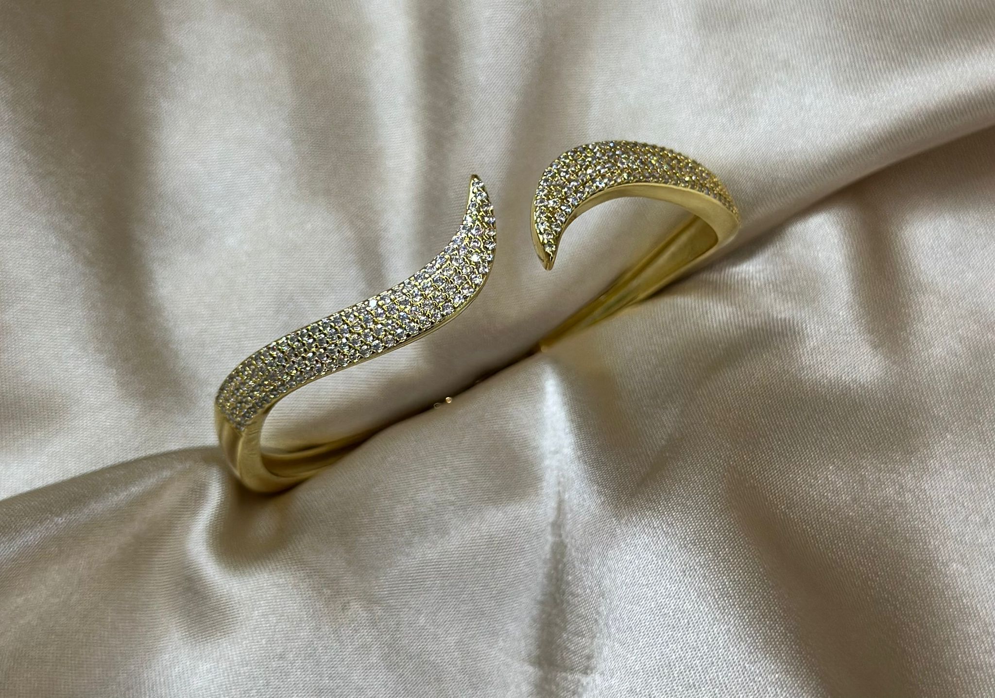 Gold Pave Wave Bangle