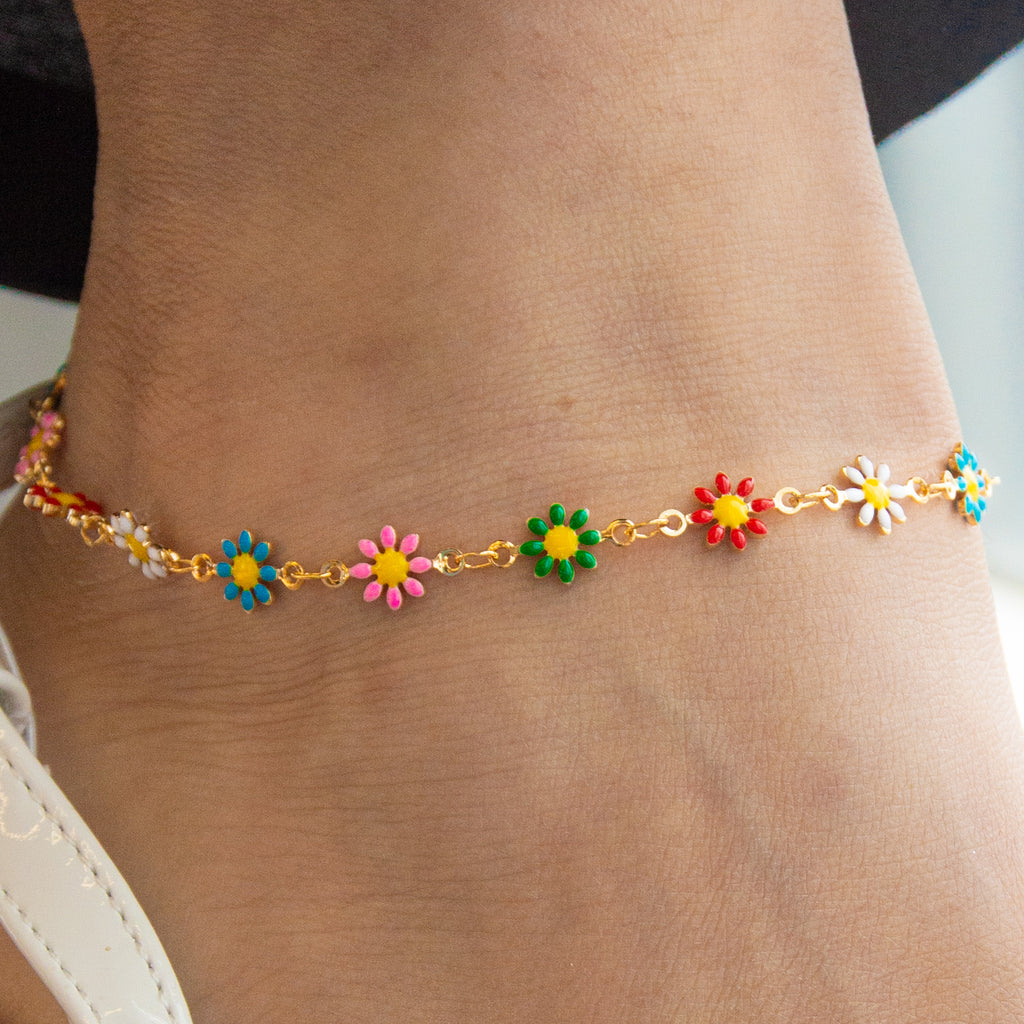 Neon Flower Anklet