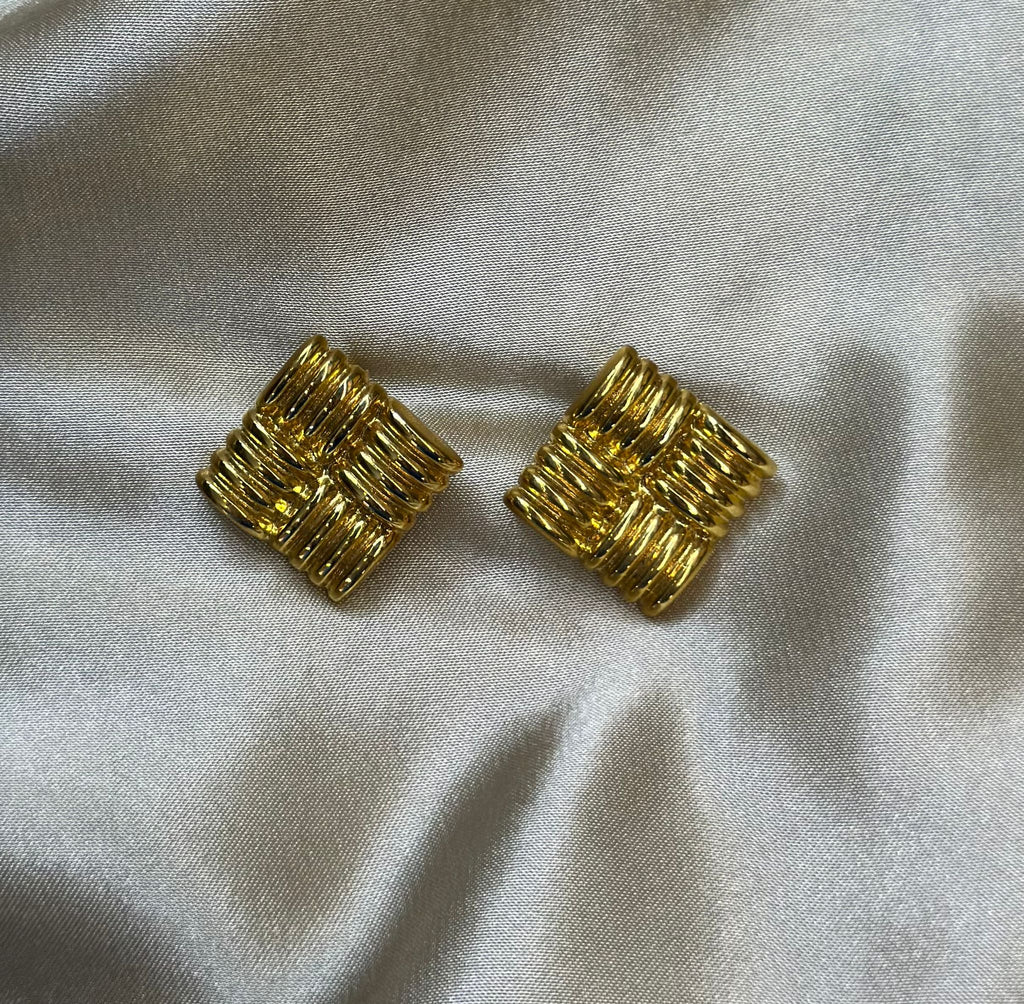 Vintage Textured Square Earrings