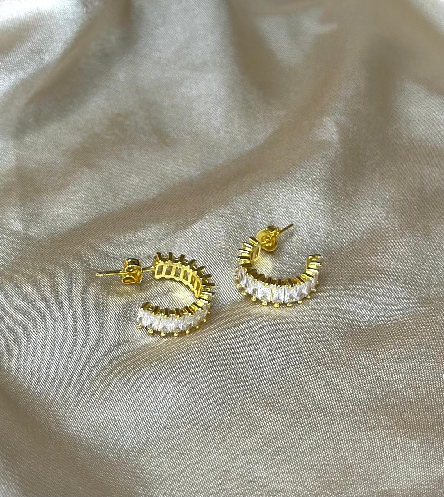 Chunky Baguette Hoop Earrings