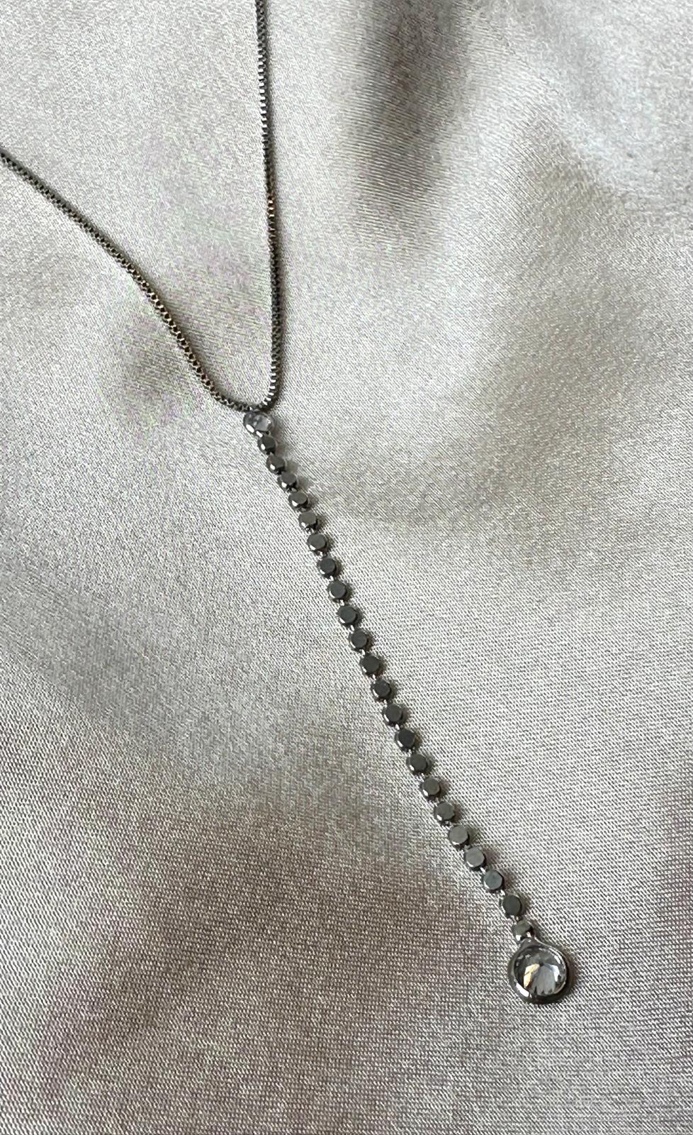 Silver Dot Chain Lariat Necklace