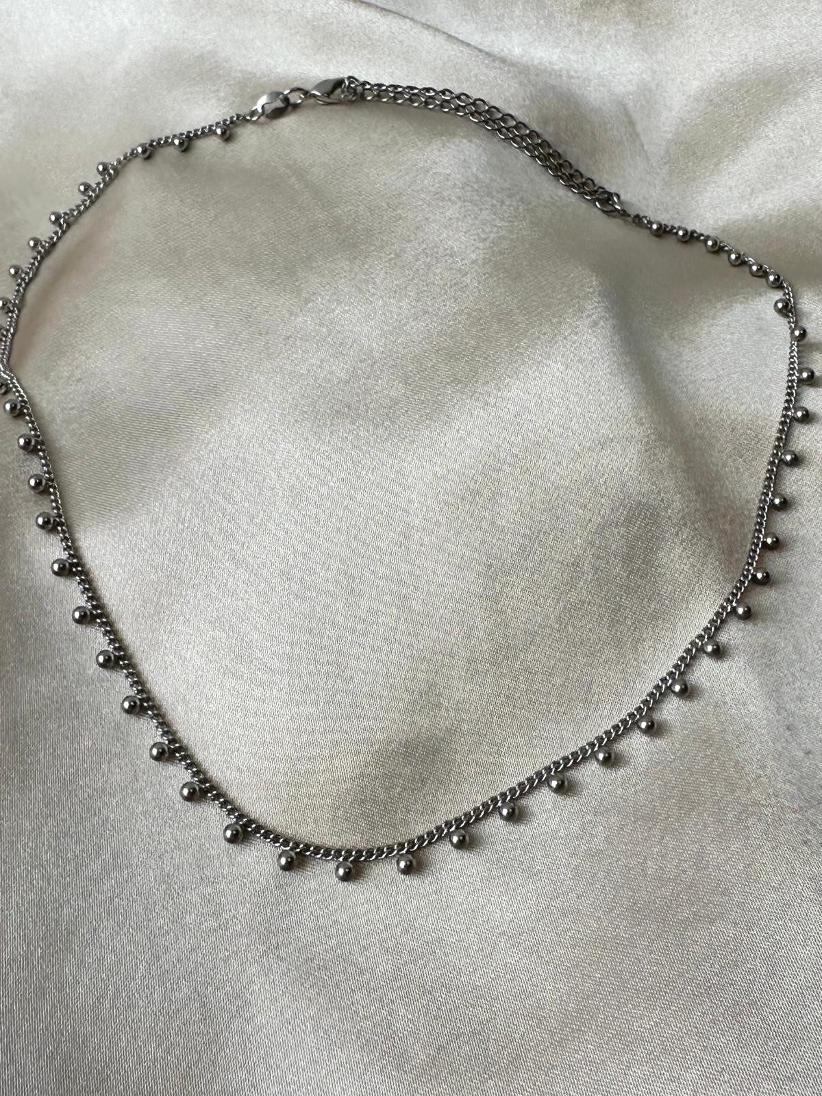 Silver Beaded Choker Necklace