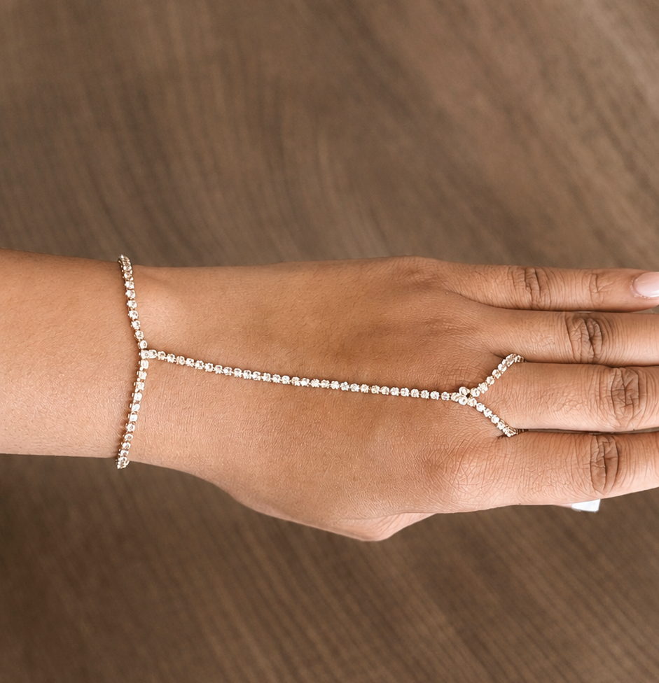 Dazzling Tennis Hand Chain Bracelet