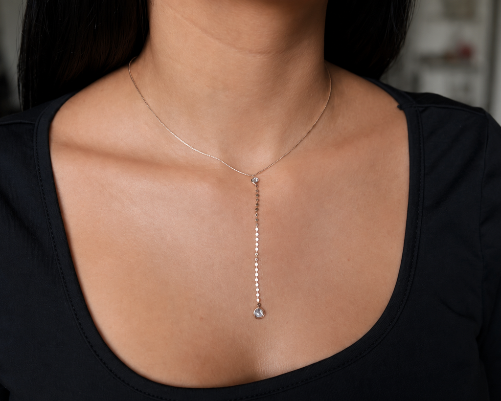 Dot Chain Lariat Necklace