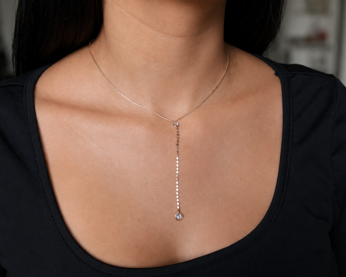 Dot Chain Lariat Necklace