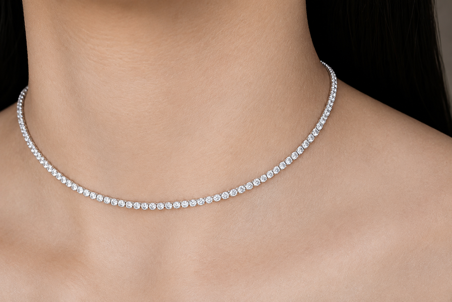 Silver Classic Tennis Necklace