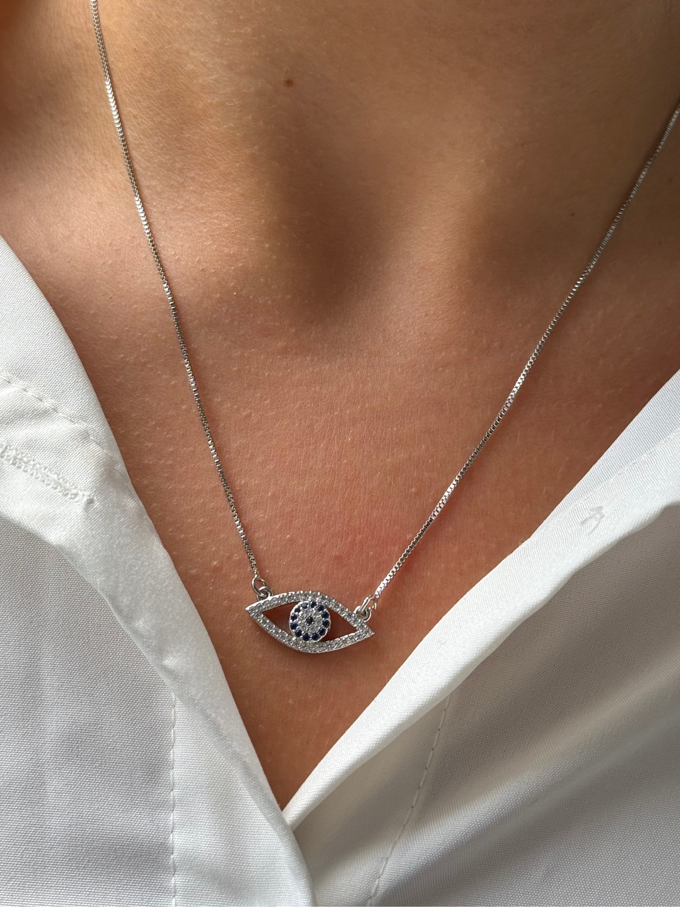 Silver Aegis Eye Necklace