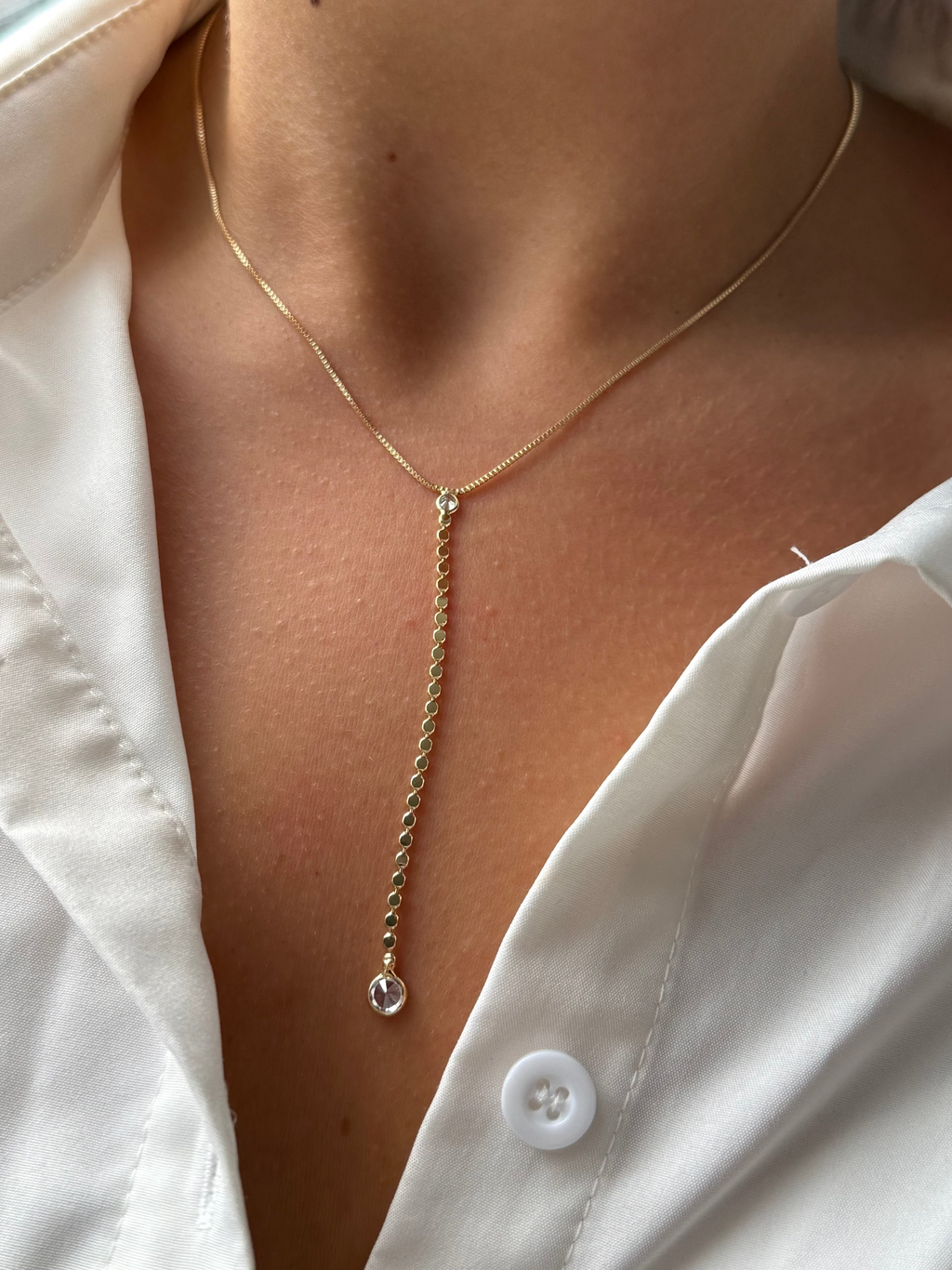 Dot Chain Lariat Necklace