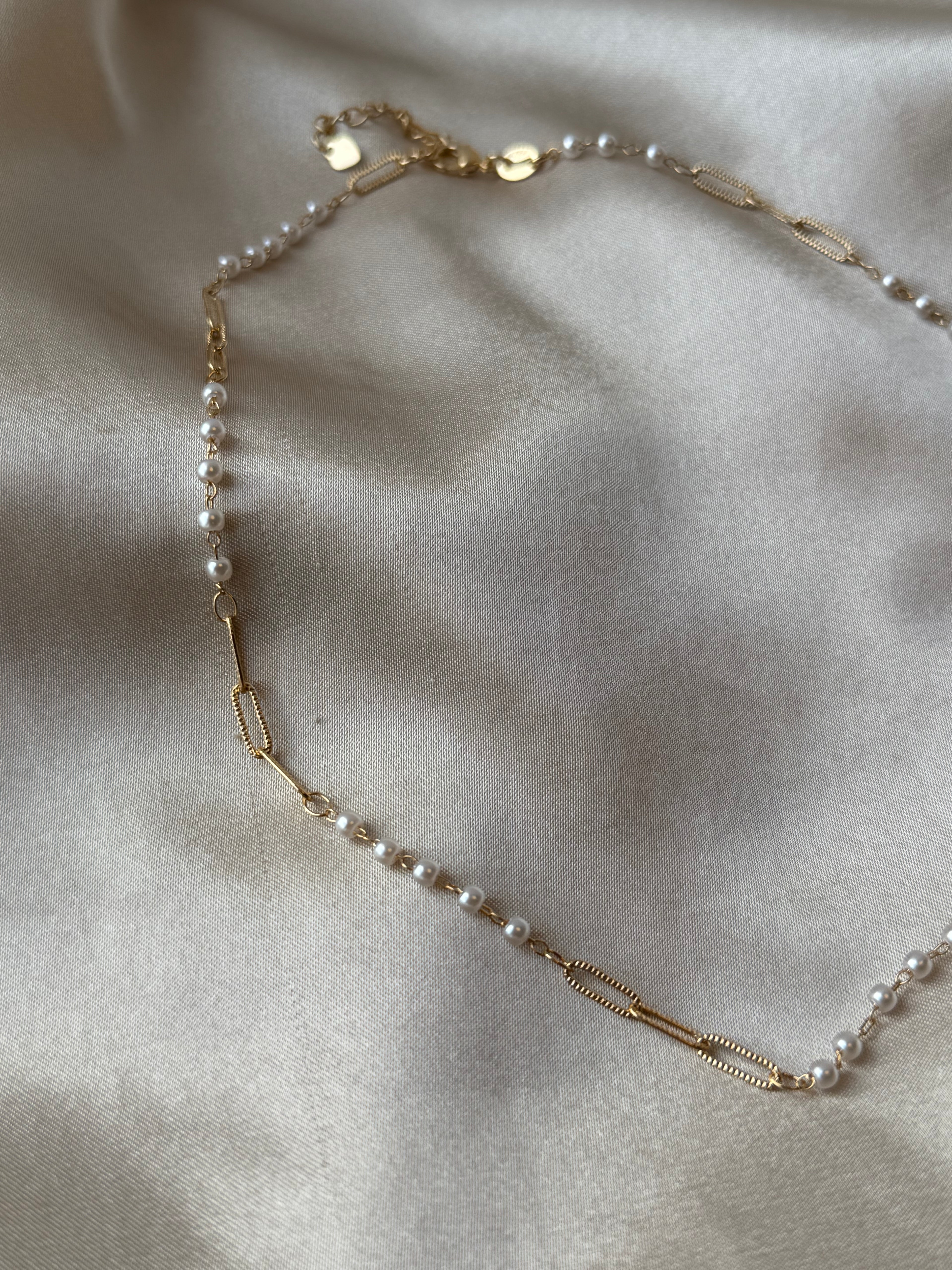 Paperclip Pearl Necklace