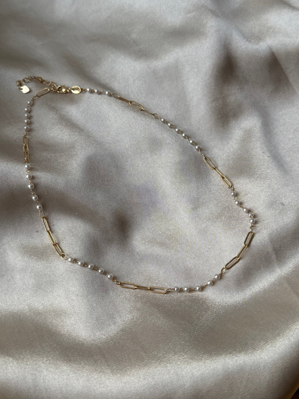 Paperclip Pearl Necklace