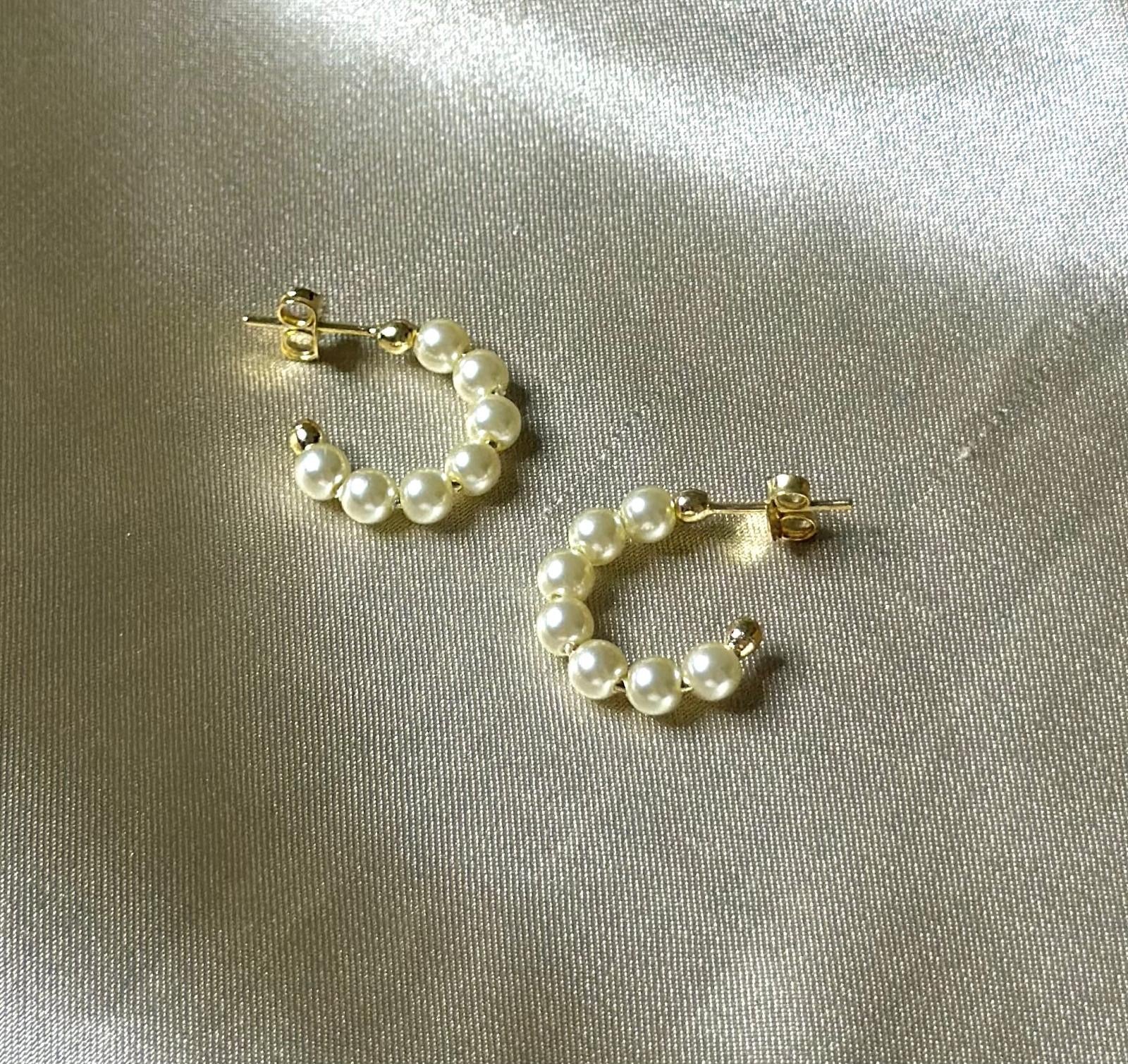 Mini Pearl Hoop Earrings