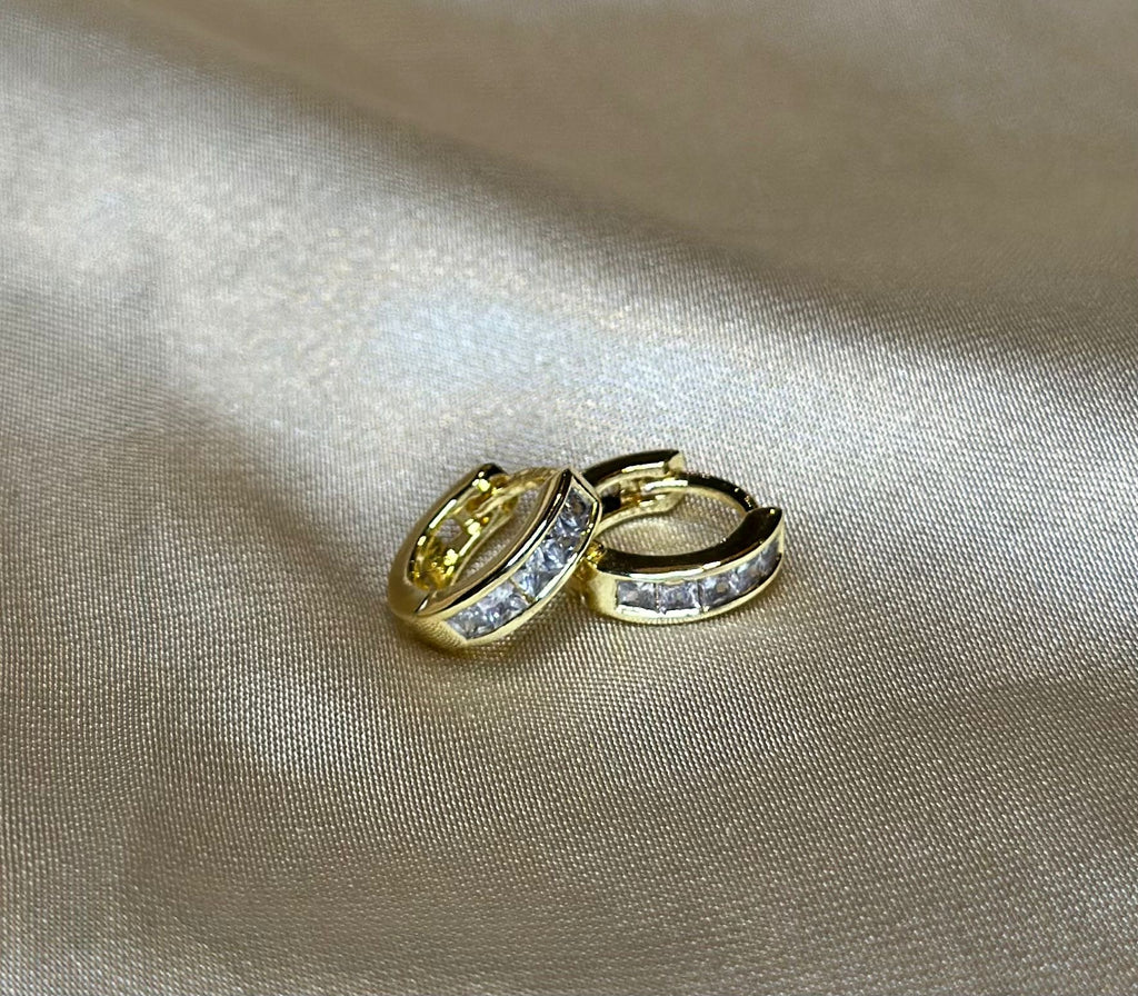 Mini Baguette Huggie Earrings