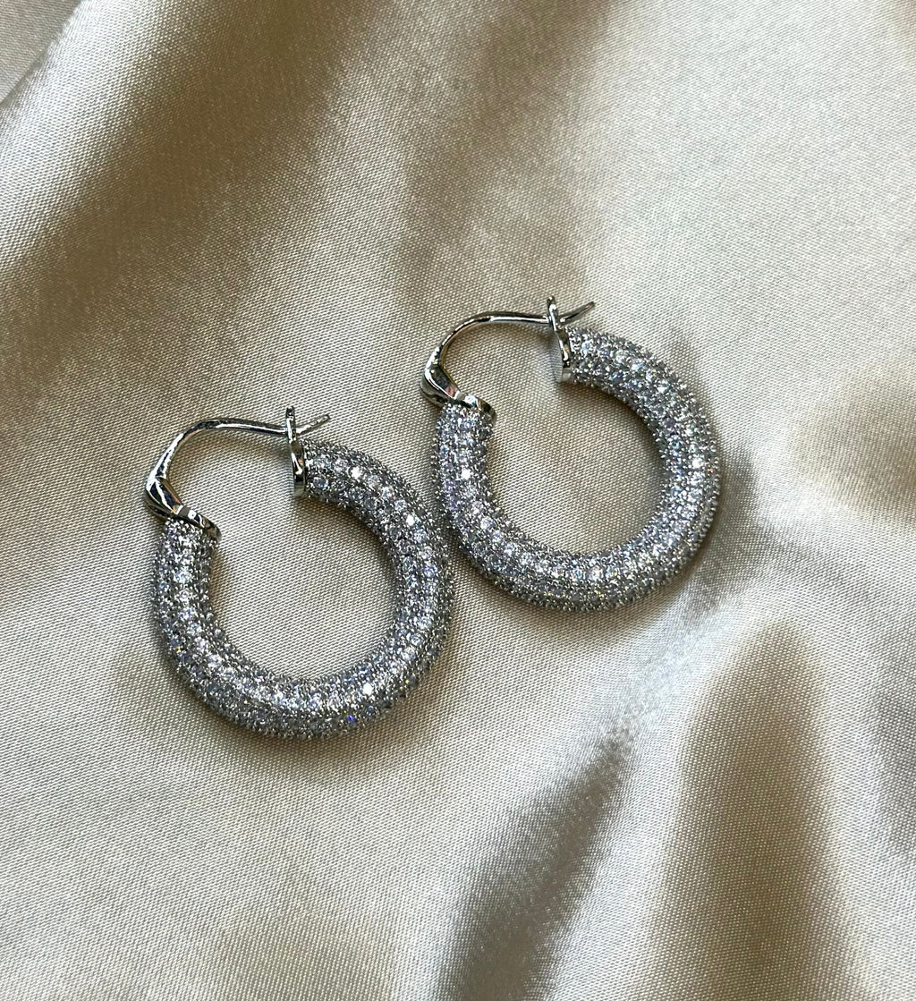 Silver French Lever-Back Hoop Earrings