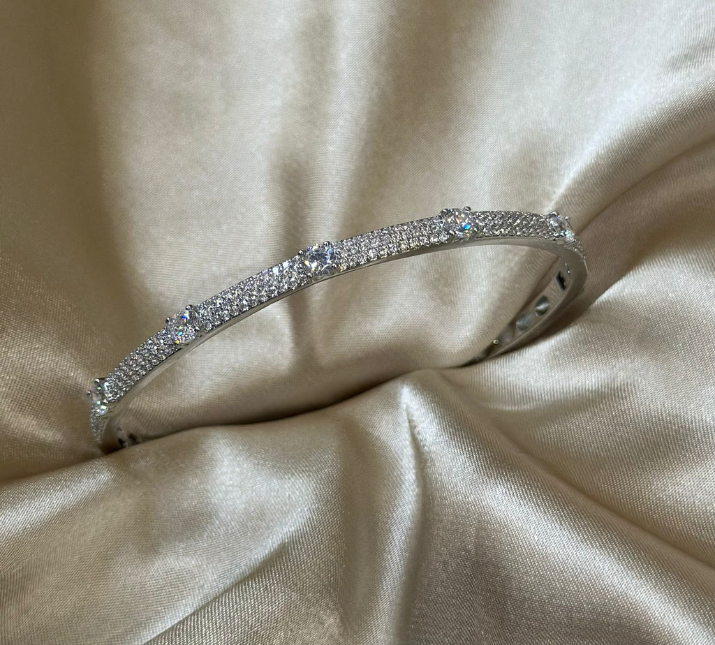 Silver Princess Cut Bangle