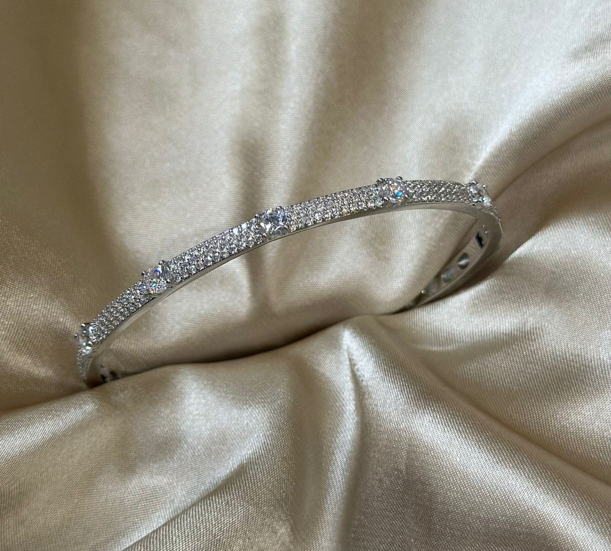 Silver Princess Cut Bangle