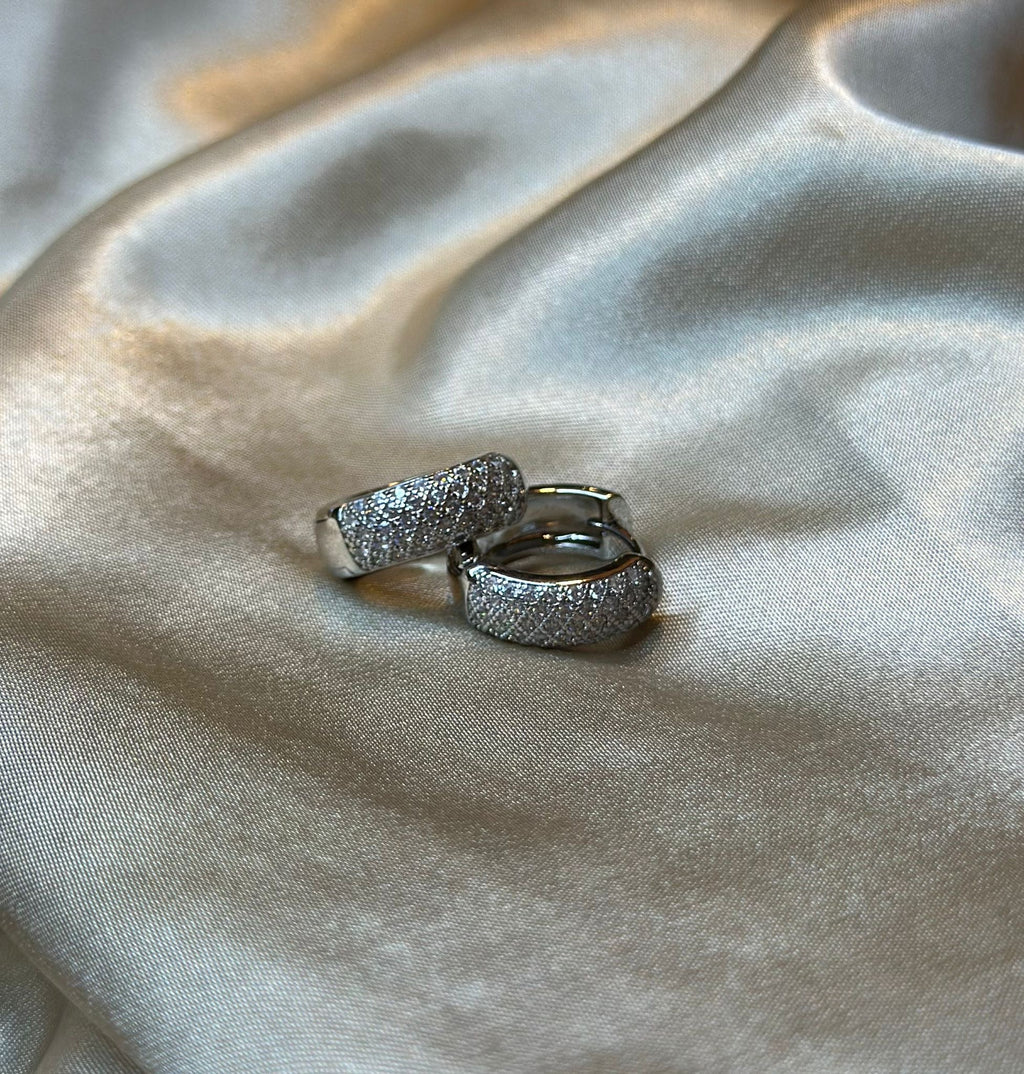 Silver Frosted Huggie Earrings