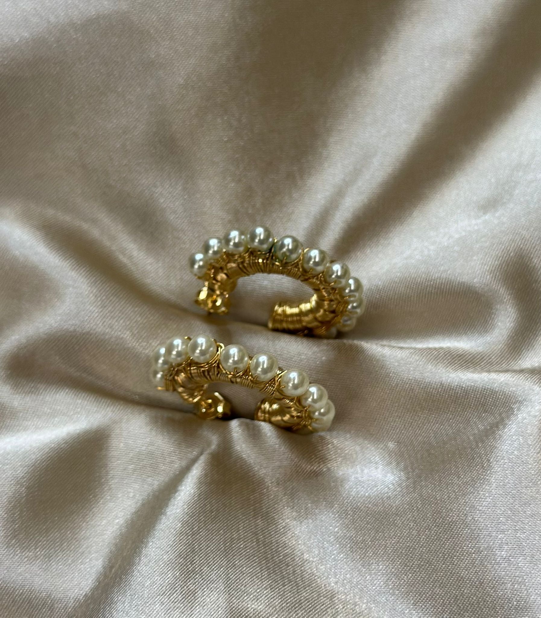 Lucy Pearl Wrapped Hoop Earrings