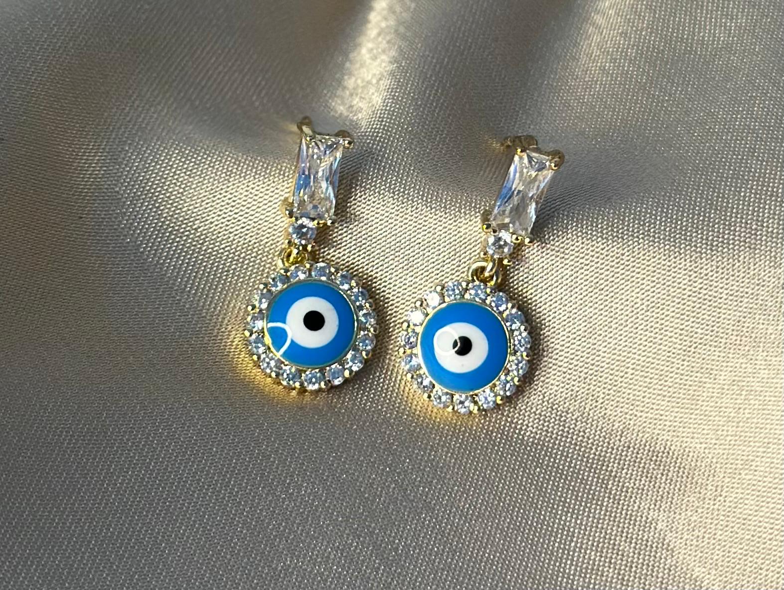Baguette Lucky Eye Earrings