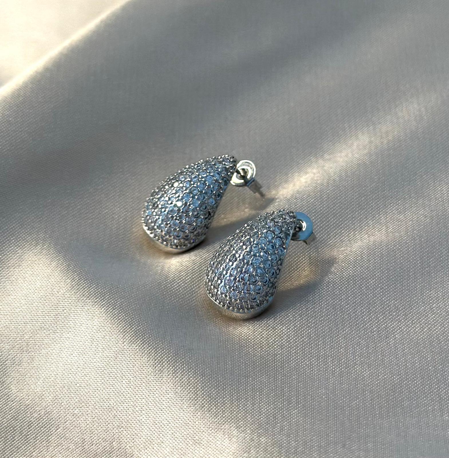 Silver Frosted Drop Earrings