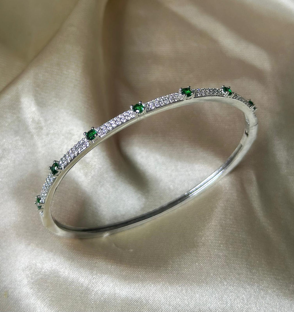 Silver Emerald Cut Princess Bangle