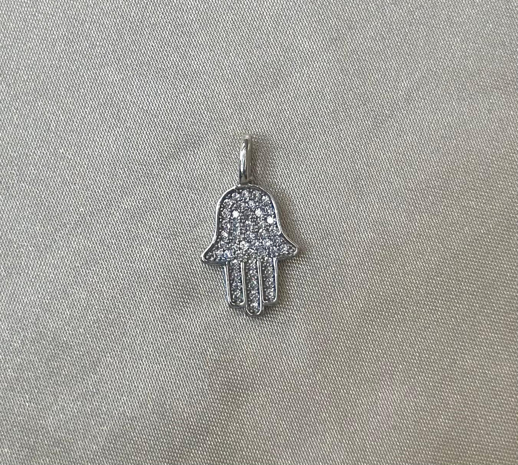 Silver Pave Hamsa Charm
