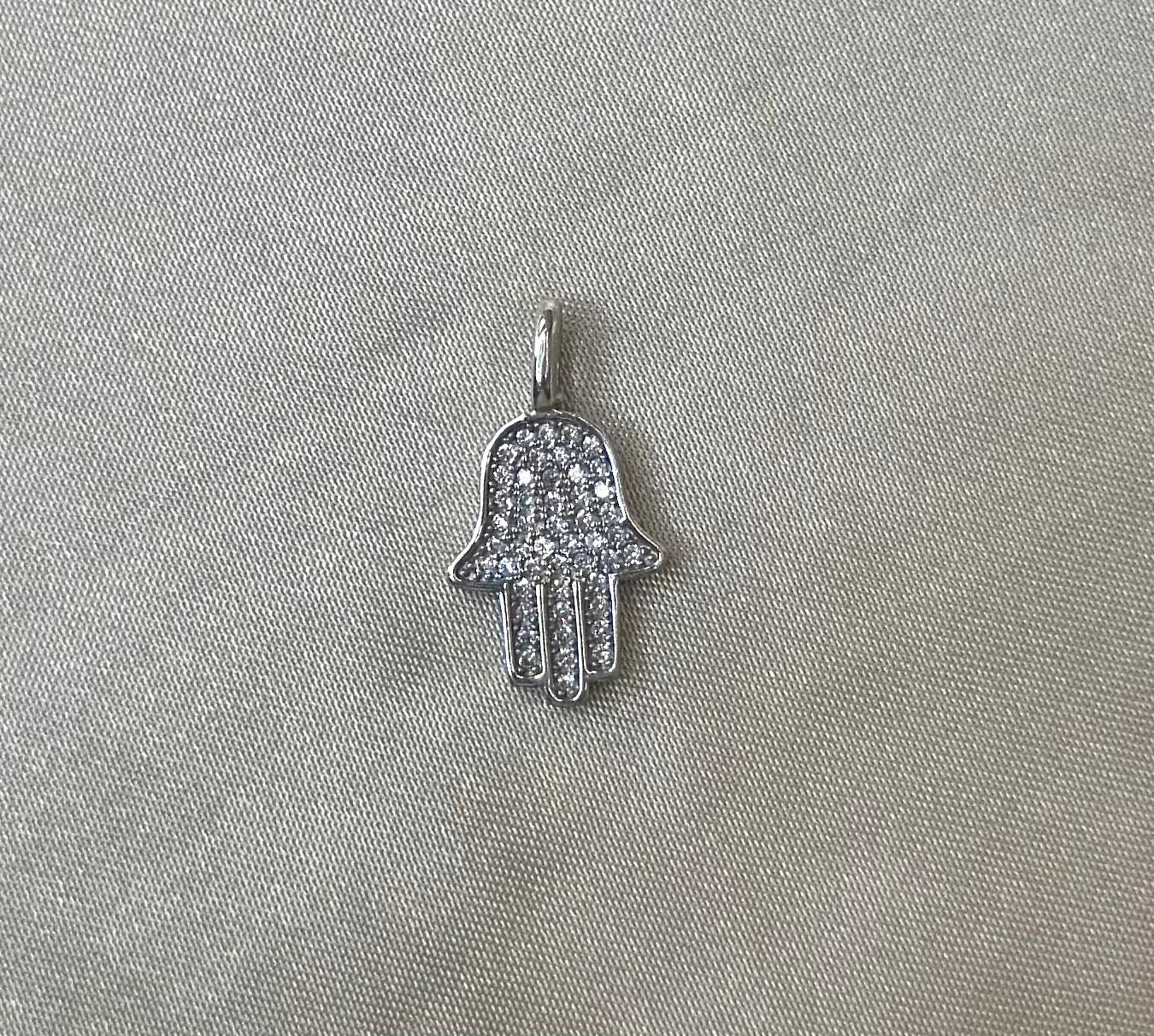 Silver Pave Hamsa Charm