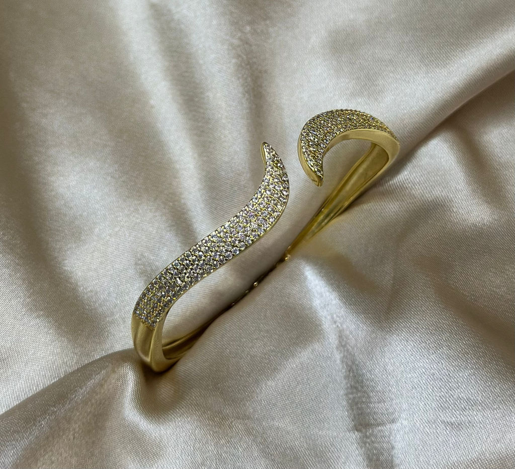 Gold Pave Wave Bangle