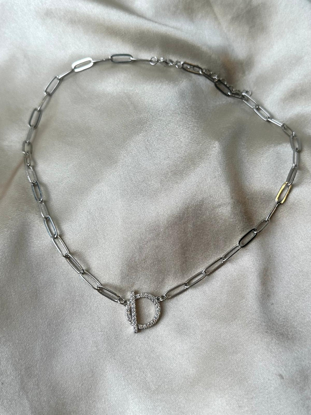Silver Pave Toggle Necklace