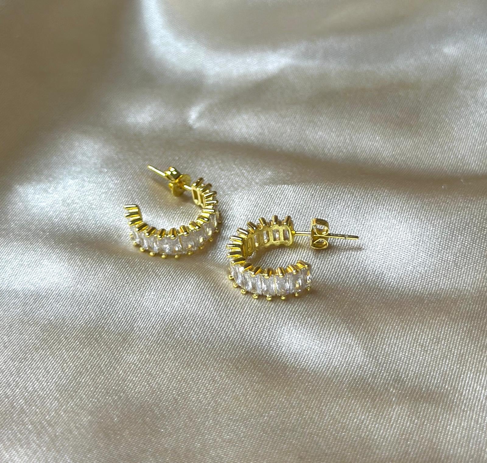 Chunky Baguette Hoop Earrings