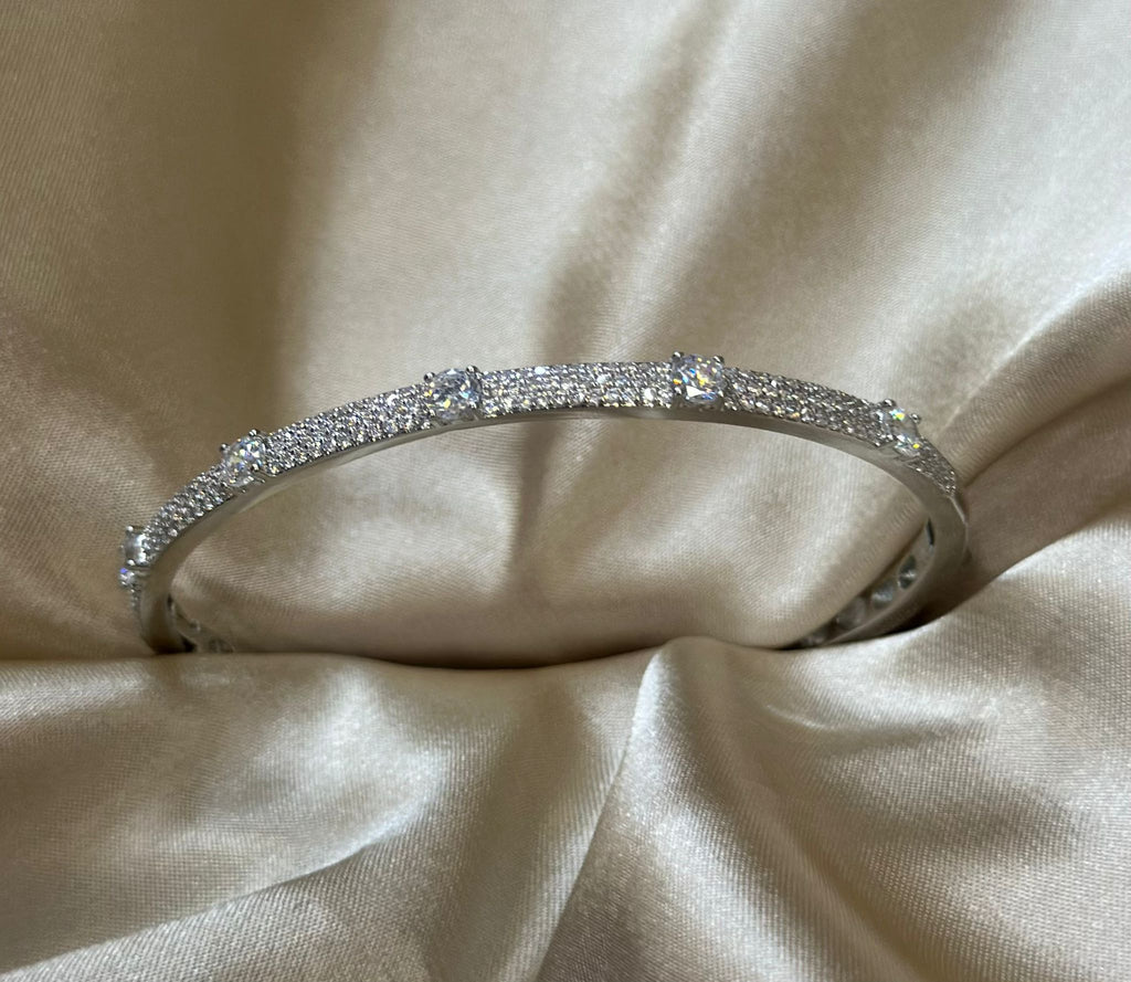 Silver Princess Cut Bangle