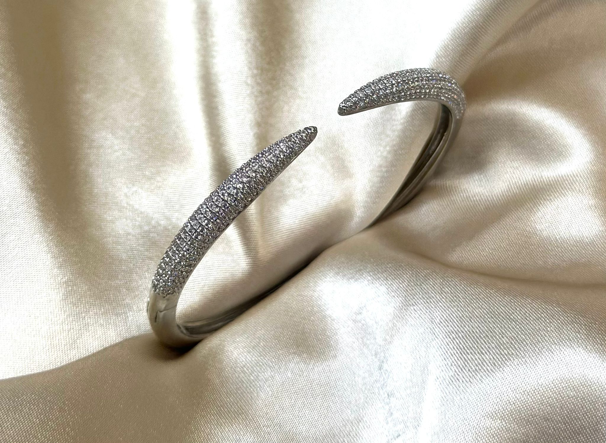 Silver Claw Pave Bangle