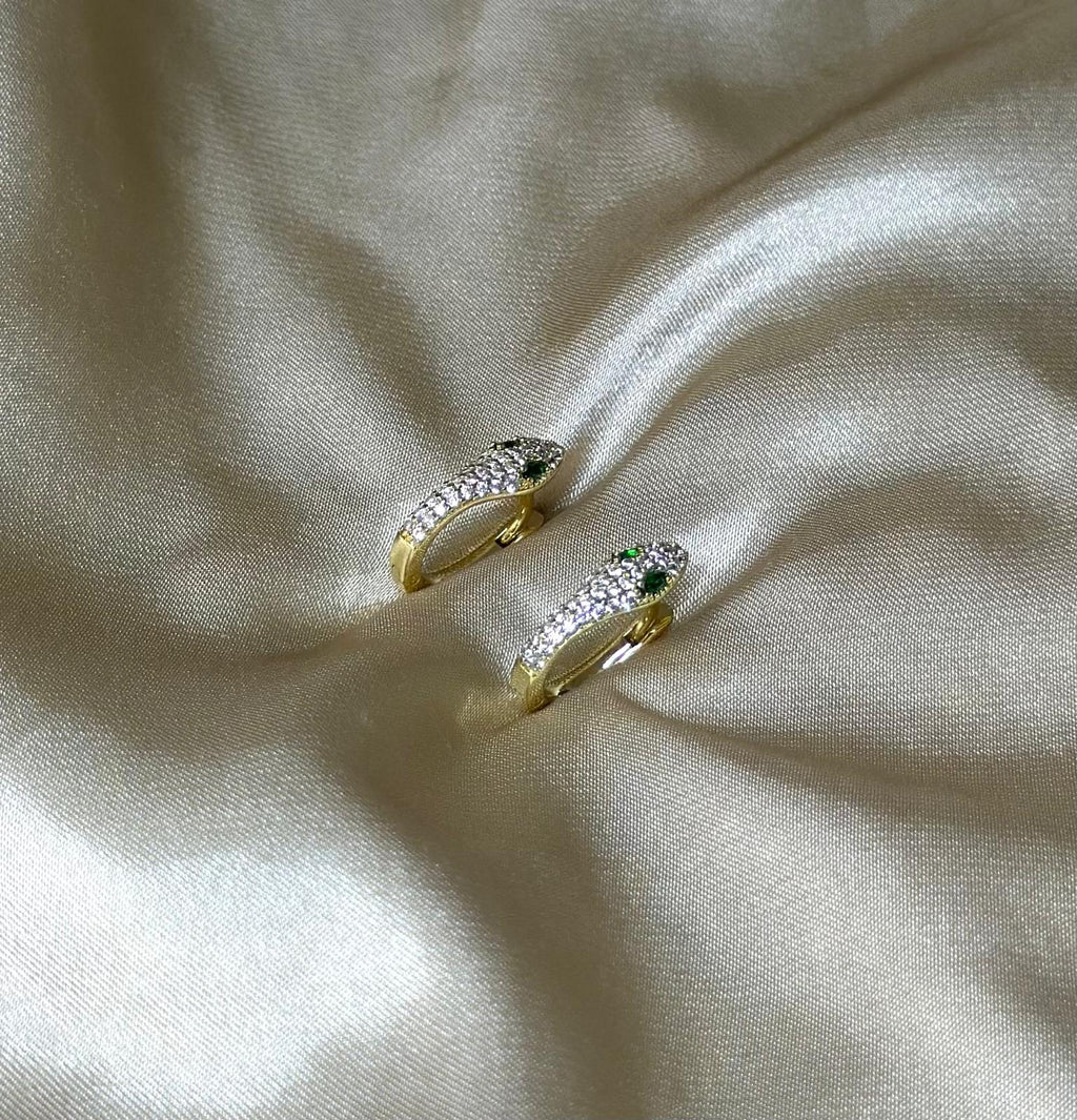 Emerald Snake Huggie Earrings