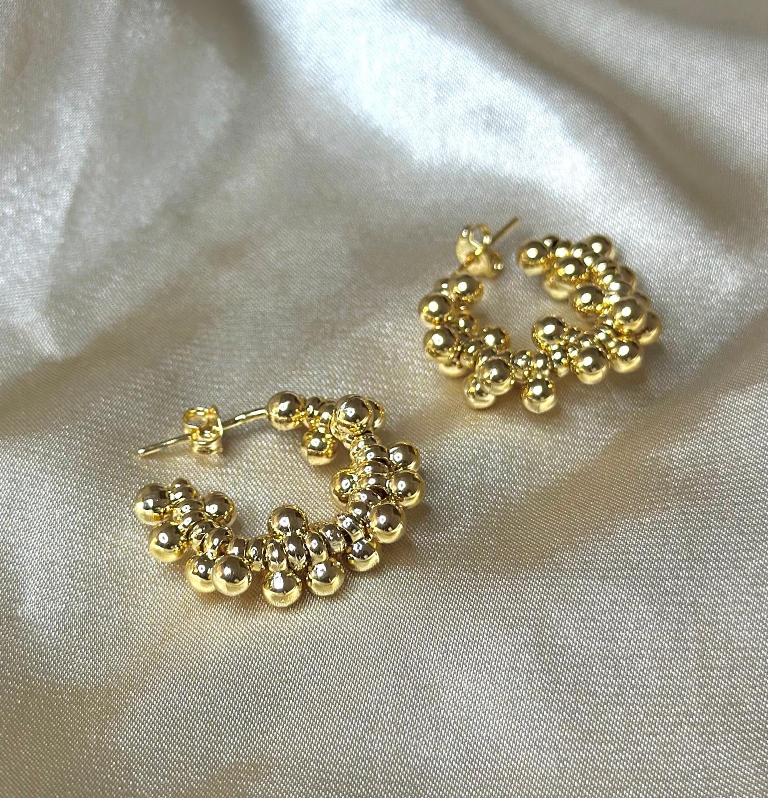 Clustered Bead Hoop Earrings